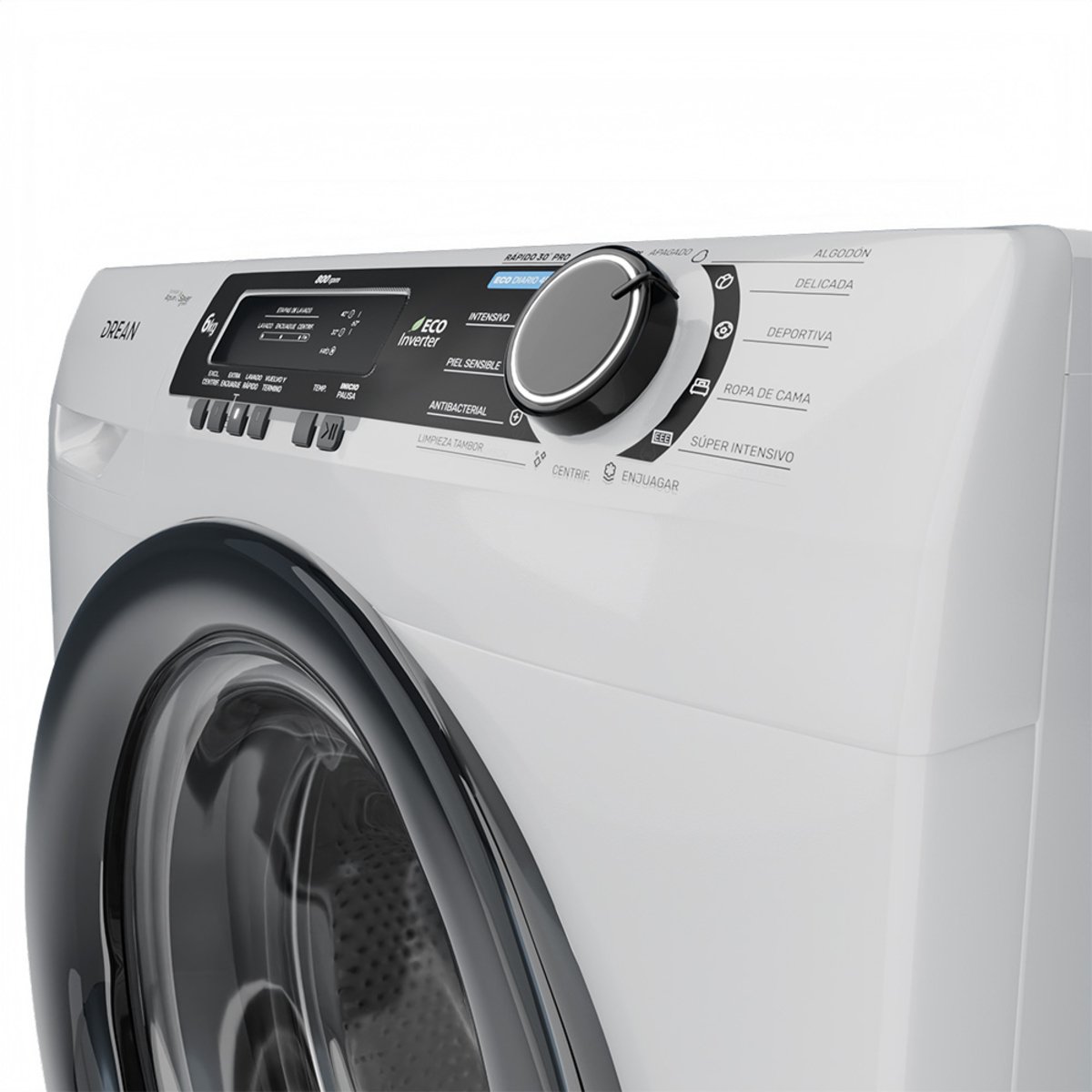 LAVARROPAS ECOINVERTER CARGA FRONTAL 6 KG 800 RPM BLANCO DREAN - Image 2